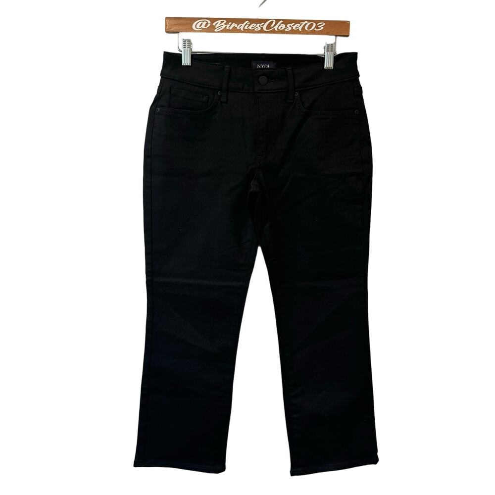 NYDJ Marilyn Straight Stretch Black Rinse Lift Tuck Jeans 6P Cropped